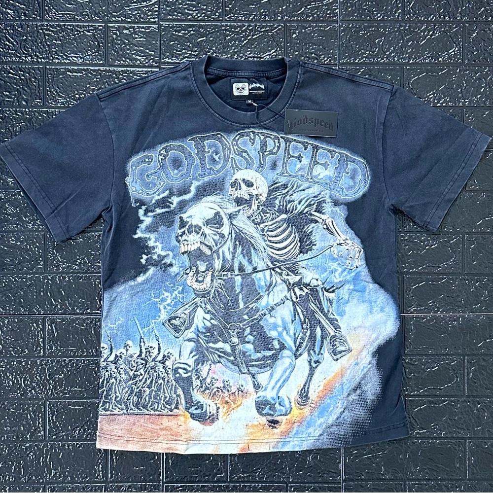 Godspeed “Skeleton War Horse” Black Graphic T-Shirt